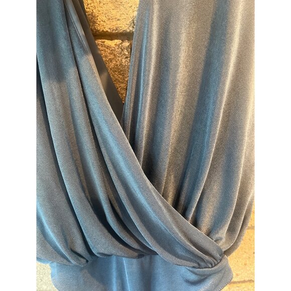 Plunging Blue Wrap Bodysuit By Intimately Free People Small Size Soft Stretchy - Picture 3 of 7